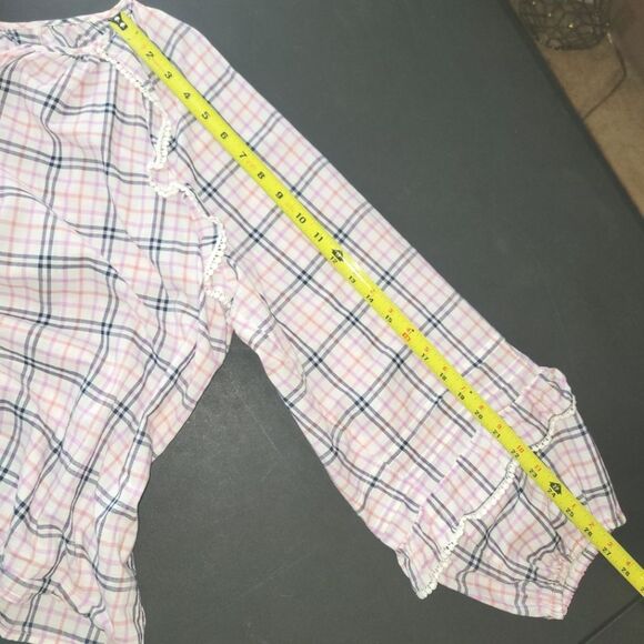 J Crew Plaid Ruffle Boho Peasant Top XL - Picture 11 of 12